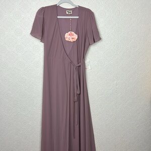 NWT Show Me Your Mumu Noelle Bridesmaid Dress Maxi Wrap Vneck Short Sleeve